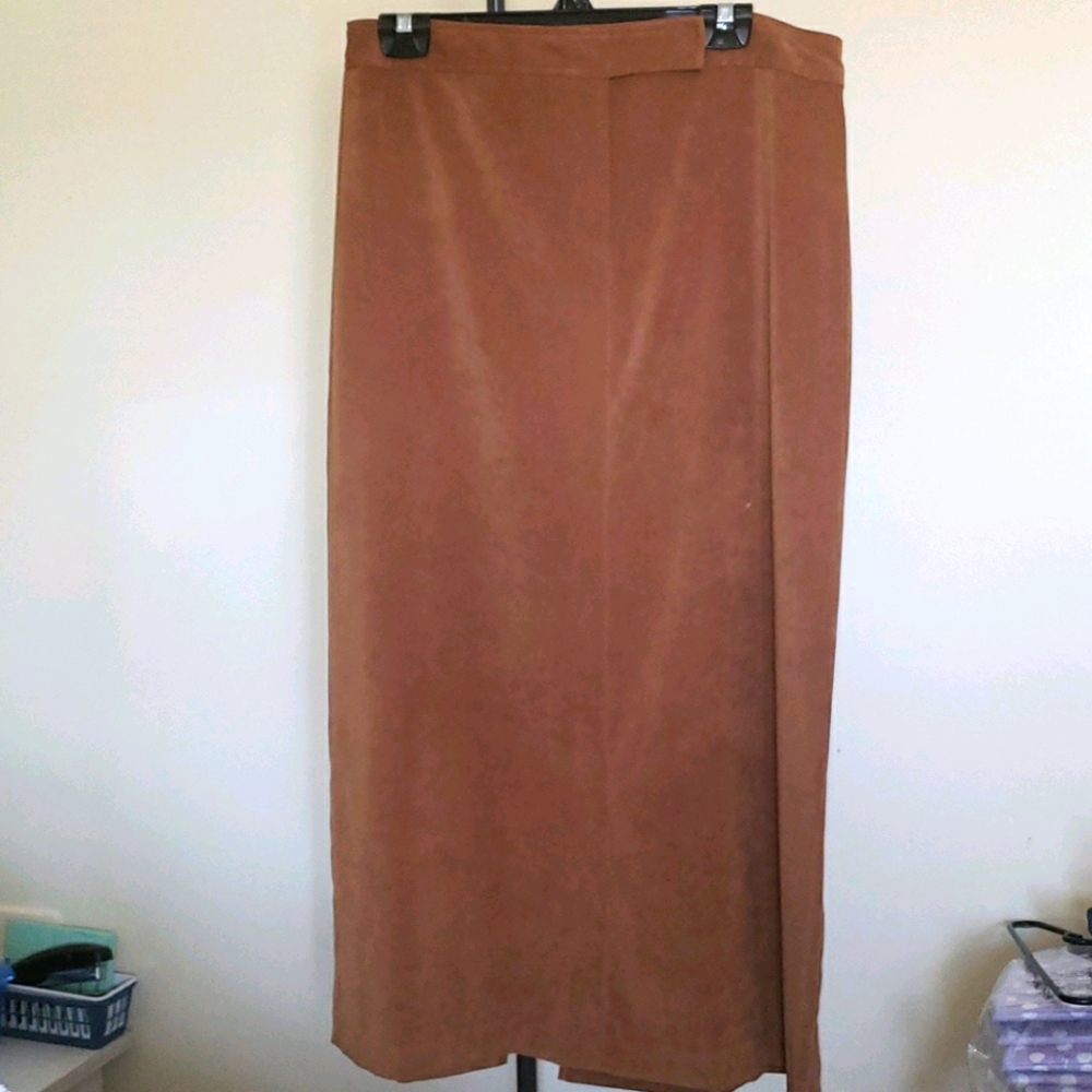 Long suede skirt
